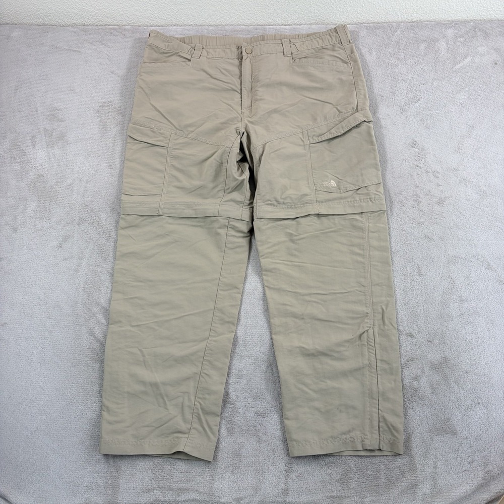 The North Face Zip Off Convertible Pants Khaki Beige Nylon Hiking Men 2XL 42x31